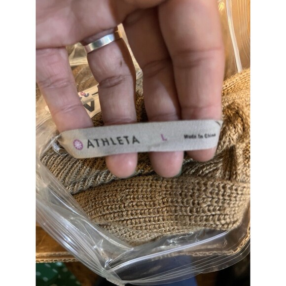Athleta Brown V Neck Long Sleeve Ribbed Merino Wool Sweater Womens Large Comfort - Picture 7 of 7